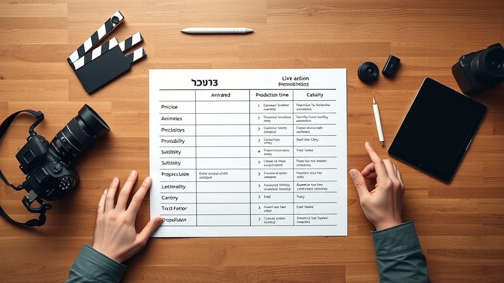 טבלת השוואה: אנימציה לעומת צילום בסרטון תדמית